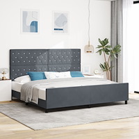vidaXL Sängram Mörkgrå 200x200 cm Sammet