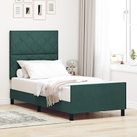 vidaXL Sängram Mörkgrön 90x200 cm Sammet