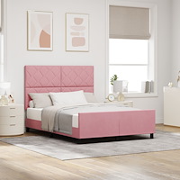 vidaXL Sängram Rosa 140x200 cm Sammet