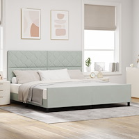 vidaXL Sängram Ljusgrå 200x200 cm Sammet