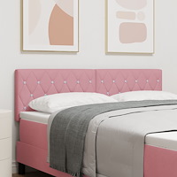 vidaXL Huvudgavel Kristallknapp Klädd Rosa 140 cm Sammet