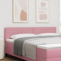 vidaXL Sänggavel med Kristallknappar Vadderad Rosa 180 cm Sammet