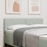 vidaXL Sänggavel Diamond Blocks Design Ljusgrå 140 cm Sammet