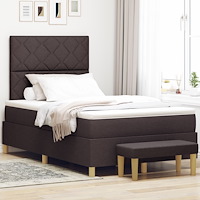 vidaXL Boxspring säng med madrass & bänk Mörkbrun 120x190 cm Tyg