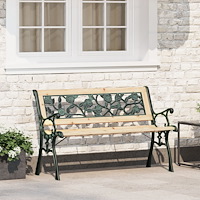 vidaXL Trädgårdssoffa med rosmönstrat ryggstöd 116 cm trä
