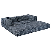 vidaXL Modulsoffa 2-sits konvertibel indigo tyg