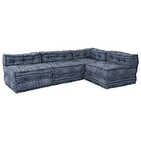 vidaXL Modulsoffa 4-sits konvertibel indigo tyg