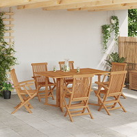 vidaXL Trädgårdsmöbelset 7 pcs Brun 150 x 90 x 75 cm Massivt teakträ