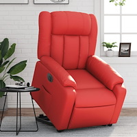 vidaXL Reclinerfåtölj med uppresningshjälp röd konstläder