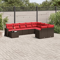 vidaXL Loungegrupp 10 delar med brun dynor konstrotting