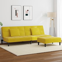 vidaXL Bäddsoffa 2-sits med fotpall gul sammet