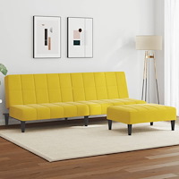 vidaXL Bäddsoffa 2-sits med fotpall gul sammet