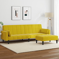 vidaXL Bäddsoffa 2-sits med fotpall gul sammet