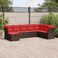 vidaXL Loungegrupp för trädgården med dynor 8 delar brun konstrotting