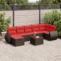 vidaXL Loungegrupp för trädgården med dynor 8 delar brun konstrotting