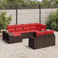 vidaXL Loungegrupp 10 delar med brun dynor konstrotting