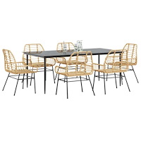 vidaXL Matgrupp för trädgården 7 delar brun polyrotting glas