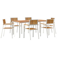 vidaXL 7 Delars Trädgårds matbordset Massivt Akaciaträ, vidaXL Utomhus matbord 180x90x75 cm Massivt Akaciaträ, vidaXL Stapelbar...
