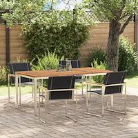 vidaXL 5 Delars Trädgårdsmöbler Massivt Akaciaträ, vidaXL Utomhusbord 180x90x75 cm Massivt Akaciaträ