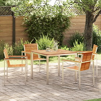 vidaXL 5-delat trädgårdsbordset i massiv teak, vidaXL utomhusmatbord 90x90x74.5 cm i massiv teak