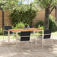 vidaXL 5-delat trädgårdsmöbler i solid teak, vidaXL matbord 150x90x75 cm i solid teak