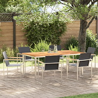 vidaXL 7 Delars Trädgårds matbordset Massivt Teak, vidaXL Utomhus Matbord 180x90x75 cm Massivt Teak