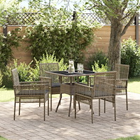vidaXL Trädgårdsmöbelset 5 pcs Grå Poly rattan