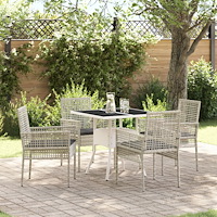 vidaXL Trädgårdsmöbelset 5 pcs Grå Poly rattan