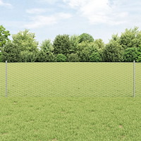 vidaXL Staket med stolpar Silver 0.6 x 25 m Stål