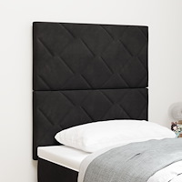 vidaXL sänggavel med diamantsmönster i svart, 80 cm sammet, vidaXL sänggavel med diamantsmönster i svart, 160 cm sammet