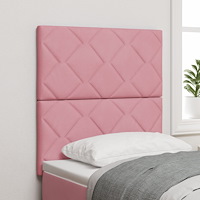 vidaXL Rosa sammetssänggavel med diamantblock - 80 cm, vidaXL Rosa sammetssänggavel med diamantblock - 160 cm