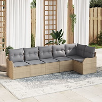 vidaXL Trädgårdsoffset 6 pcs Beige konstrotting