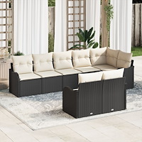 vidaXL Trädgårdsoffset 8 pcs Svart konstrotting