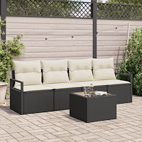 vidaXL Soffset 5 pcs Svart och kräm konstrotting