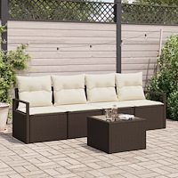 vidaXL Soffset 5 pcs Brun och Kräm konstrotting