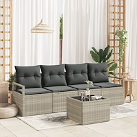 vidaXL Soffset 5 pcs Ljusgrå och Mörkgrå konstrotting