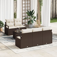 vidaXL Trädgårdsoffset 6 pcs Brun, krämfärgad 55 x 55 x 37 cm