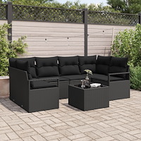 vidaXL Soffset 7 pcs Svart konstrotting