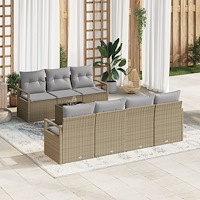 vidaXL Trädgårdsoffset 8 pcs Beige, grå 55 x 55 x 37 cm konstrotting