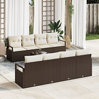 vidaXL Trädgårdsoffset 7 pcs Brun, krämfärgad 55 x 55 x 37 cm