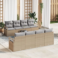 vidaXL Trädgårdsoffset 7 pcs Beige, grå 55 x 55 x 37 cm konstrotting