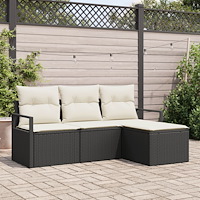 vidaXL Trädgårdsoffset 4 pcs Svart Poly rattan