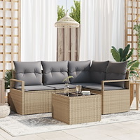 vidaXL Soffset 5 pcs Beige konstrotting