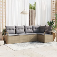 vidaXL Trädgårdsoffset 5 pcs Beige Poly rattan