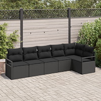 vidaXL Soffset 6 pcs Svart konstrotting