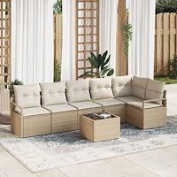 vidaXL Soffset 7 pcs Beige konstrotting