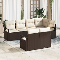 vidaXL Trädgårdsoffset 7 pcs Brun Poly rattan