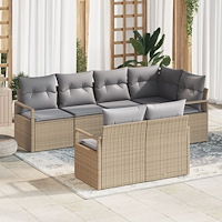 vidaXL Trädgårdsoffset 7 pcs Beige Poly rattan