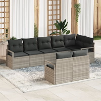 vidaXL Trädgårdsoffset 8 pcs Ljusgrå Poly rattan
