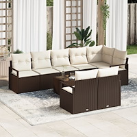 vidaXL Trädgårdsoffset 9 pcs Brun Poly rattan